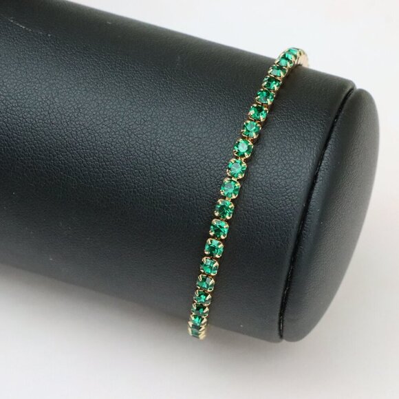 "Rose Gold Tennis Bracelet with Green Stones, XPBL0782 - Picture 8 of 12